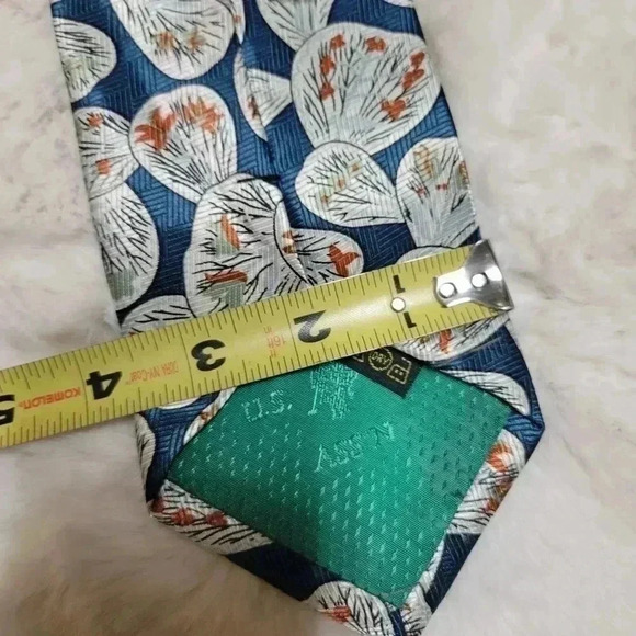 Vintage U.S. Polo Assn. Men's neck Tie Leaf Pedal Pattern Silk Handmade - Picture 4 of 4